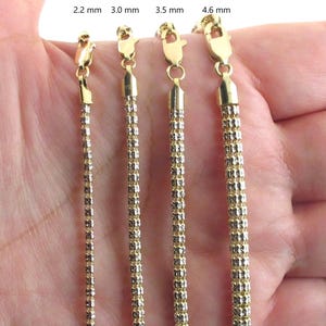 14k Gold Ice Chain Necklace: Glittery Two Tone, 16-20 Inch