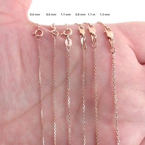 14k Solid Rose Gold Cable Chain: Diamond Cut Necklace