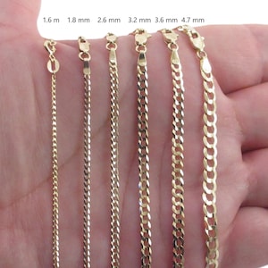 14k Solid Yellow Gold Cuban Link Chain 10&quot; 16&quot; 18&quot; 20&quot; 22&quot; 24&quot;- Available In 1.6 mm to 10 mm Wide - Great Chain For Men And Women