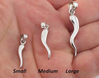 May include: Three silver horn charms in different sizes, labeled "Small", "Medium", and "Large".