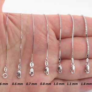 14k White Gold Box Chain 16" 18" 20" 22" 24" 30"- 0.6 mm ,0.7 mm, 0.8 mm, 1.0 mm , 1.1 mm , 1.4 mm