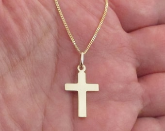 14k Yellow Gold Cross Pendant Necklace 16" 18" 20"