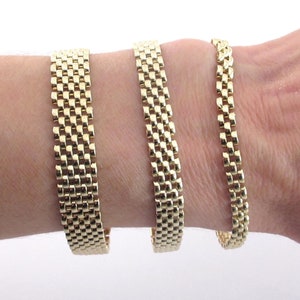 14k Yellow Gold Panther Link Bracelet 7"- 4.0 mm , 6.5 mm , 9.0 mm -Fine Shiny Bracelet For Ladies