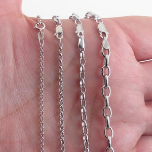 14k White Gold Rolo Chain Necklace (1.9-4.6 mm)
