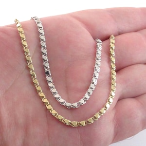 14k Gold Heart Ankle Bracelet: Shiny Mirror Anklet, 10 Inch