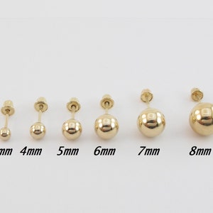 Real 14k Yellow Gold Ball Stud Earrings Screw Back Studs 2 Mm , 3 Mm ...