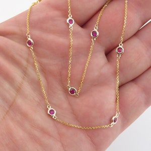 Ruby By The Yard Station Necklace 14k Yellow Gold 16" 18" 20"