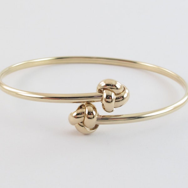 14k Yellow Gold Love Knot Bangle Bracelet - Stylish Flexible Bangle