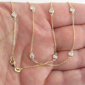 14k Gold Diamond by the Yard Necklace - 1.00 Carat Station Necklace