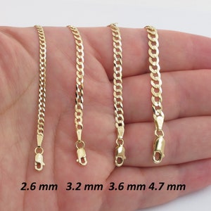 14k Solid Yellow Gold Cuban Link Chain 10&quot; 16&quot; 18&quot; 20&quot; 22&quot; 24&quot;- Available In  2.6 mm to 10 mm Wide