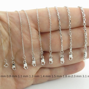 Solid White Gold 14k Cable Chain 16&quot;, 18&quot;, 20&quot;,22&quot;, 24&quot; - 0.6 mm , 0.8 mm , 1.1 mm , 1.3 mm , 1.4 mm 1.5 mm 1.8 mm , 2.3 mm , 3.1 mm