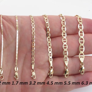 14k Solid Yellow Gold Anchor Link Chain 16",18",20", 22" 24" - 1.2 mm , 1.7 mm , 3.2 mm , 4.5 mm , 5.5 mm , 6.3 mm