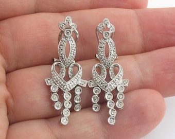 14k White Gold Diamond Chandelier Earrings