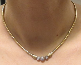 14k Yellow And White Gold Diamond Necklace 16"