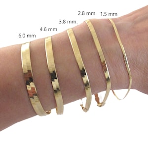 14k Solid Yellow Gold Herringbone Bracelet 7&quot;, 8&quot; - 1.5 mm , 2.8 mm , 3.8 mm, 4.6 mm , 6mm Wide