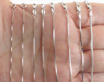 14k Solid White Gold Box Chain 16" 18" 20" 22" 24" 30"- 0.5 mm, 0.6 mm ,0.7 mm, 0.8 mm, 1.0 mm , 1.1 mm , 1.4 mm - Chain For Women and Men