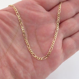 14k Solid Yellow Gold Figaro Link Ankle Bracelet 10"