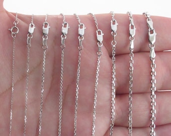 14k Solid White Gold Cable Chain: ( 16&quot;- 24&quot; )  (0.6 mm -3.1 m )