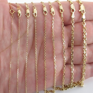 14K Solid Yellow Gold Cable Chain Necklace - ( 0.6 - 3.7 mm ) (16 - 30")