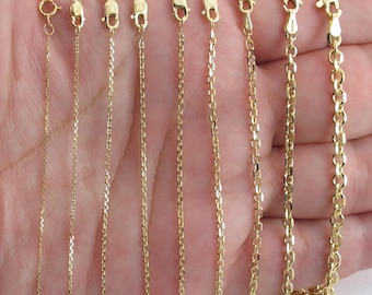 14K Solid Yellow Gold Cable Chain Necklace - ( 0.6 - 3.7 mm ) (16 - 30")
