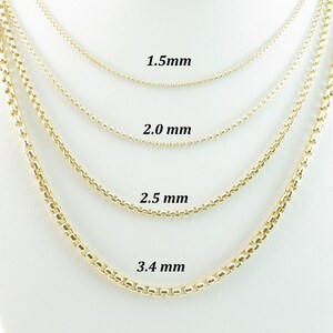 Solid 14k Yellow Gold Round Box Chain Necklace 16 to 24 1.5 Mm