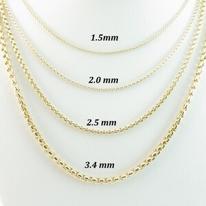 14K Yellow Gold Round Box Chain Necklace 16 24 