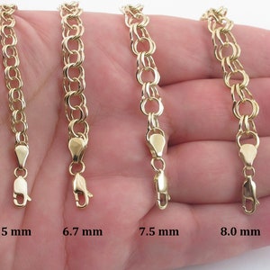 14k Solid Yellow Gold Charm Bracelet 7", 7 1/2", 8" - 5 mm , 6.7 mm , 7.5 mm , 8.0 mm