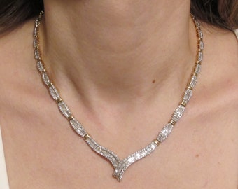 14k Yellow & White Gold Diamond Necklace - 5.00 Carats