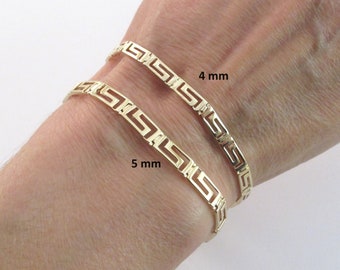 14k Yellow Gold Greek Key Bracelet 7 1/4" , Available in 4 And 5 mm wide