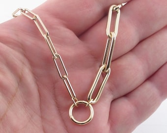 14k Yellow Gold Paperclip Chain Necklace with Spring Clasp