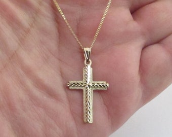 14k Solid Yellow Gold Cross Pendant Necklace16" 18" 20"