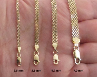 14k Solid Yellow Gold Bismark Chain Necklace  16", 18", 20" - 2.5 mm , 3.5 mm , 4.7 mm , 7.0 mm