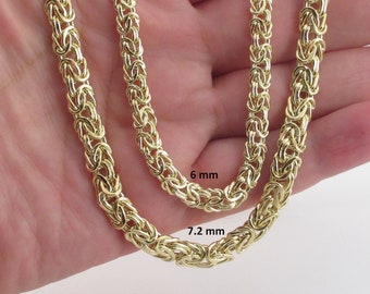 14k Yellow Gold Byzantine Necklace 18" 20"  - 6 mm , 7.2 mm