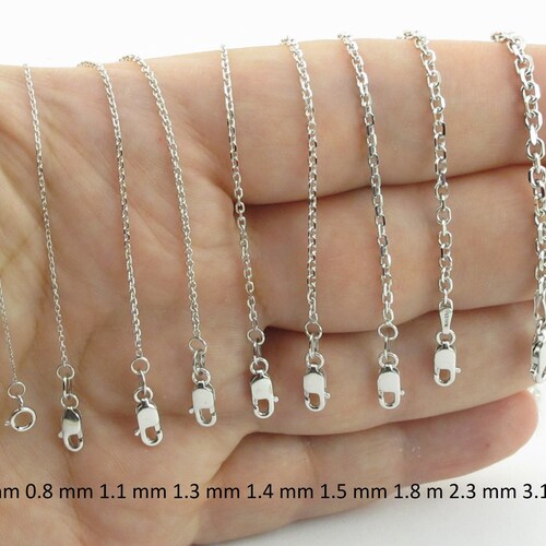 Solid White Gold 14k Cable Chain 16 18 