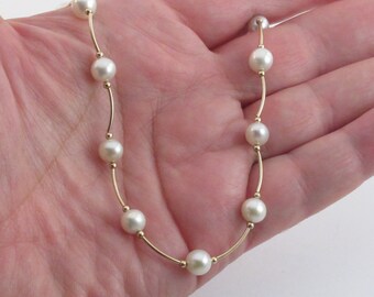 14k Gold Pearl Necklaces 16" 18" - Available In White Gold