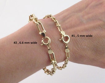 14k Yellow Gold Paperclip Ball  Bracelet - 5 mm And 6.6 mm Wide