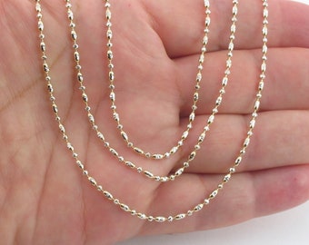 14k Yellow And White Gold Ball Bead Chain 16" 18" 20" 24" - Wonderful Shiny Bead Necklace