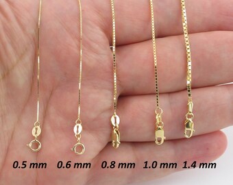 10k Solid Yellow Gold Shiny Box Chain Necklace 16 10k Solid Yellow Gold Shiny Box Chain Necklace 16