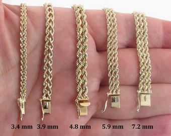 14k Solid Yellow Gold Rope Bracelet 7