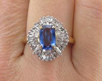 14K Yellow Gold Diamond And  Tanzanite Ring - Elegant Gemstones Ring