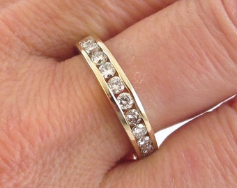 14k Yellow Gold Diamond Wedding Band - 0.80 Carat, Size 8