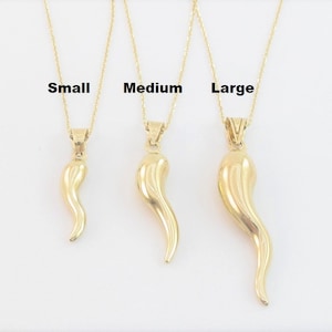 Italienisches Horn Anhänger Halskette 14K Gelbgold 16 &quot;18&quot; 20&quot;- Schutz des bösen Blickes - viel Glück