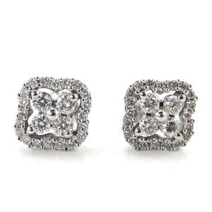 14k White Gold Diamond Stud Earrings: 0.75 Carat, VS1 Clarity