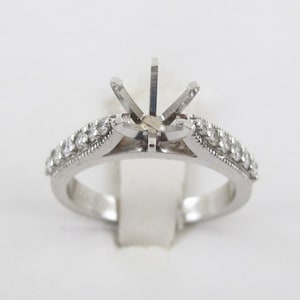 14 K White Gold Diamond Engagement Semi Mount Ring Size 6 3/4 0.45 carat