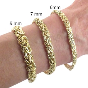 14k Yellow Gold Byzantine Bracelet Necklace: 6-9mm Width