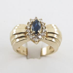 14k Yellow Gold Diamond And Sapphire Ring