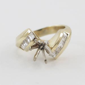 14k Yellow Gold Semi Mount Diamond Engagement Ring Size 6 1/4