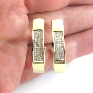 14K Yellow Gold Princess Cut Diamond Huggie Hoop Earrings (1.00 Carat)