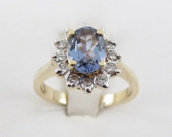 14k Yellow Gold Diamond And Tanzanite Ring Size 5 1/4 1.70 carats