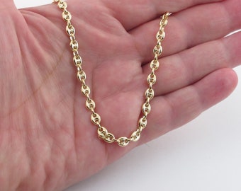 14k Yellow Gold Anchor Mariner Ankle Bracelet 10" - Fine Shiny Anklet For Ladies